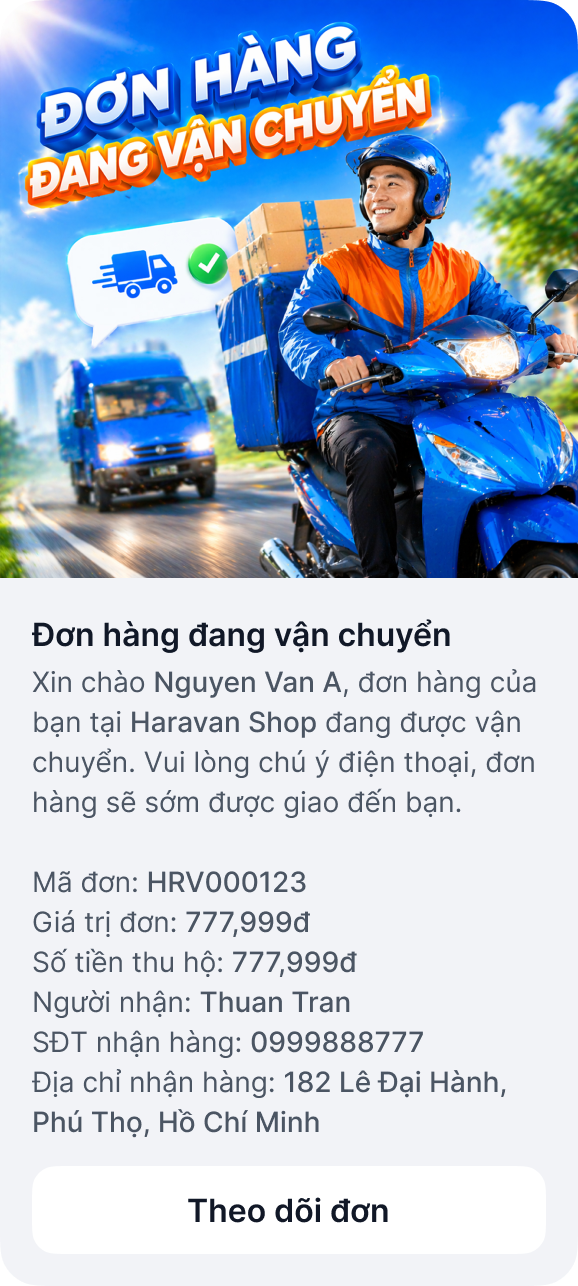 Bản xem trước tin nhắn Haravan Social Marketing